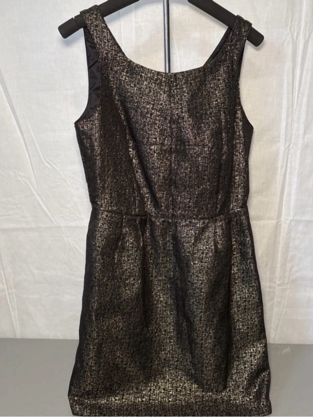 Attention Dress Womens Black Gold Metallic Party Size 6 Cotton Sleeveless